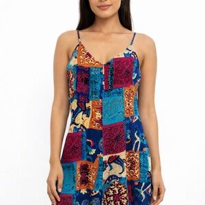 Jonathan Martin Boho Patchwork Romper With Spaghetti straps size Small